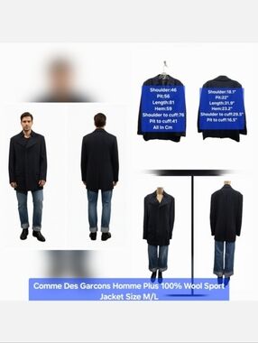 Comme Des Garcons Homme Plus 100% Wool Sport Jacket Size M/L